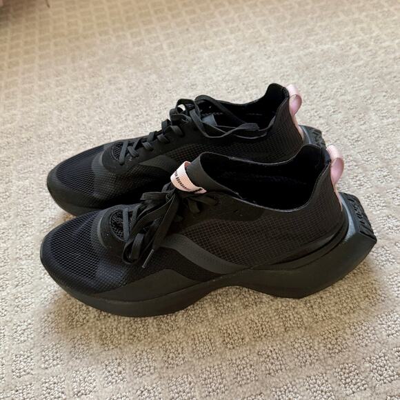 MANGO Black Mesh Sneakers with Pink Detail - Picture 1 of 5